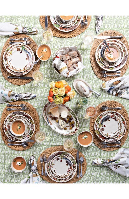 Juliska Set Of 4 Forest Walk Ceramic Party Plates In Cafe Au Lait