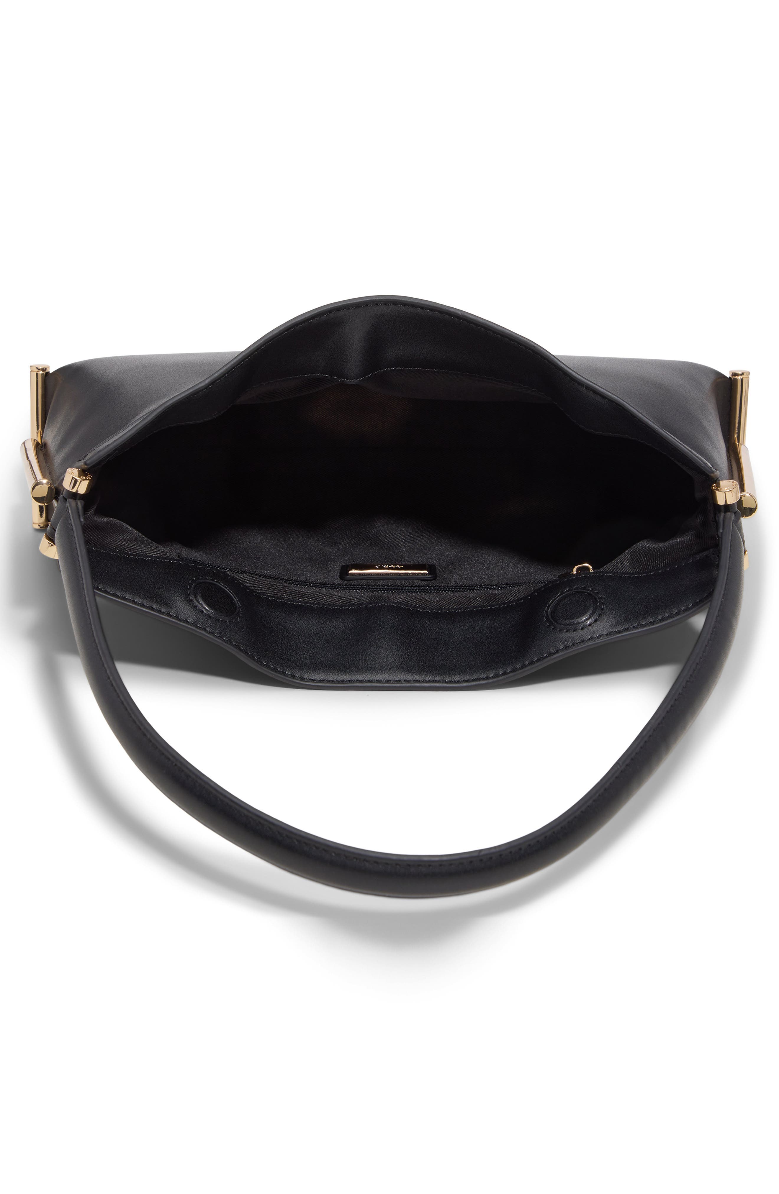Chelleie Faux Leather Shoulder Bag, Alternate, color, BLACK
