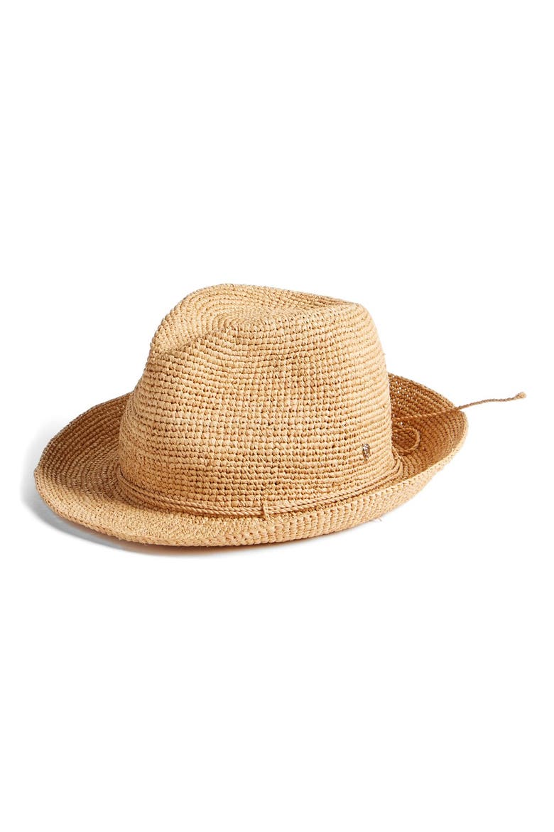 Raffia Crochet Packable Sun Hat, Main, color, NOUGAT