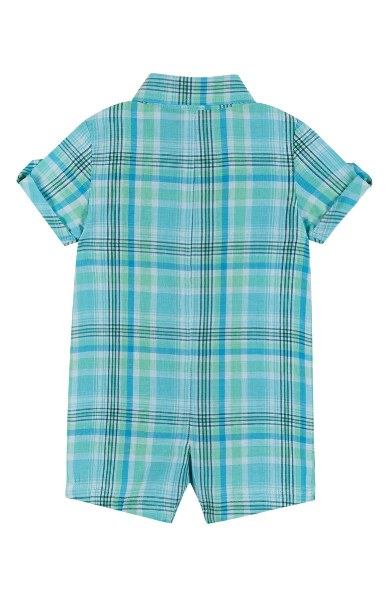 Andy & Evan Plaid Cotton Romper & Bow Tie Set, Alternate, color, 