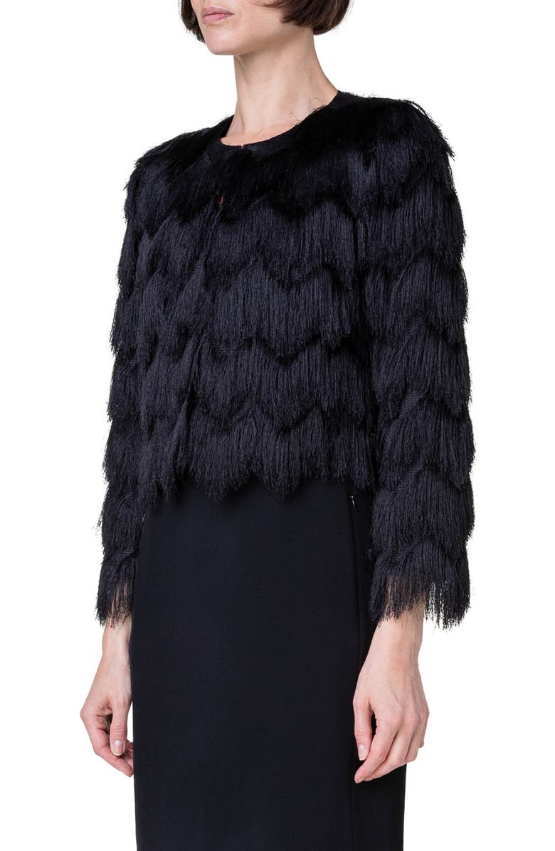 Akris punto Zigzag Fringe Crop Jacket, Alternate, color,