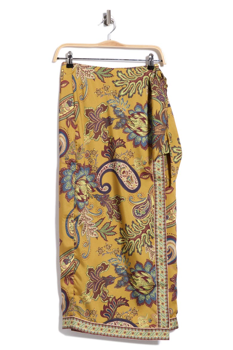 Satin Wrap Skirt, Main, color, GOLD PAISLEY PRINT
