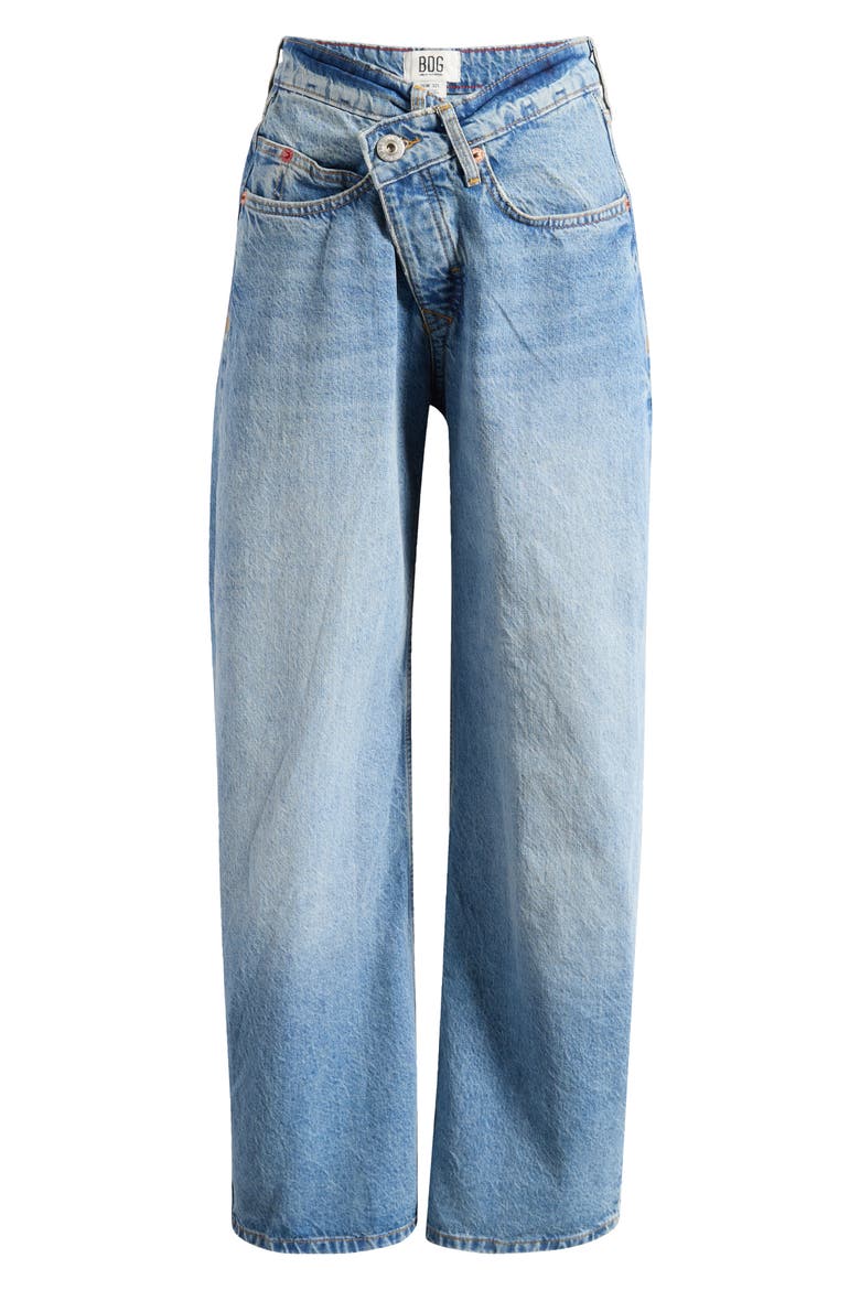 Jaya Crossover Waist Baggy Wide Leg Jeans, Alternate, color, LIGHT VINTAGE