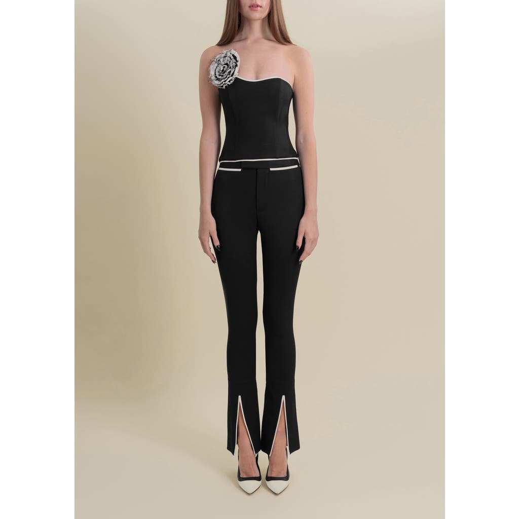 Contessa Mills Helix Slim-fit Mid-rise Stretch Wool Pants In Black