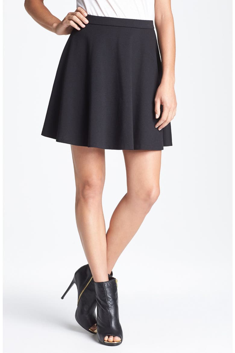 Back Zip Flared Ponte Skirt, Main, color, BLACK