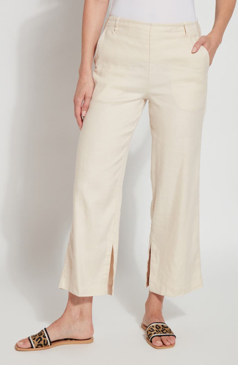 Lysse Brooke Linen Blend Crop Wide Leg Pants, Main, color, Crisp Chino