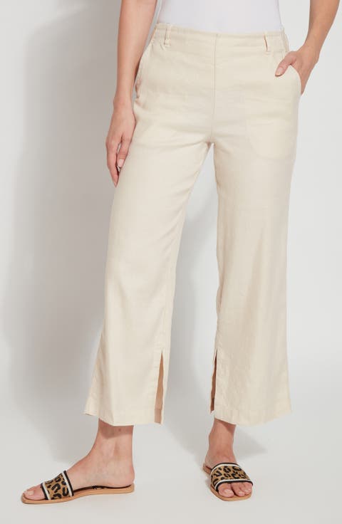 Brooke Linen Blend Crop Wide Leg Pants