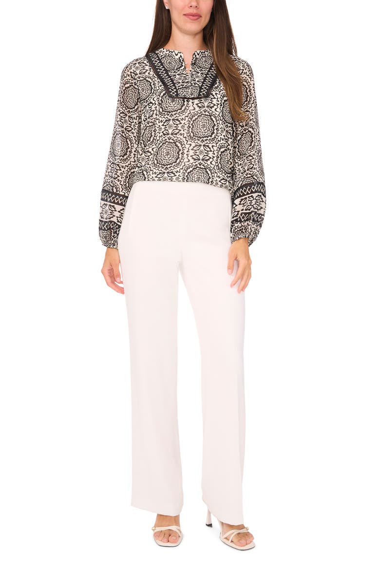 Print Peasant Top, Alternate, color, RICH BLACK