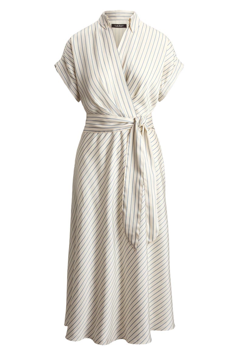 Stripe Twill Dress, Alternate, color, CREAM/ BLUE