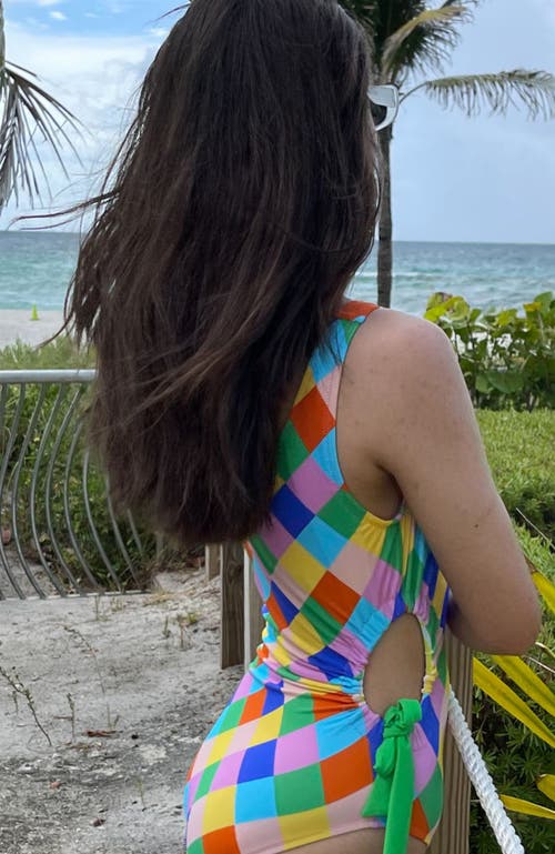 NESSI BYRD NESSI BYRD KIDS' CUBE PATTERN MULTICOLOR ONE-PIECE SWIMSUIT