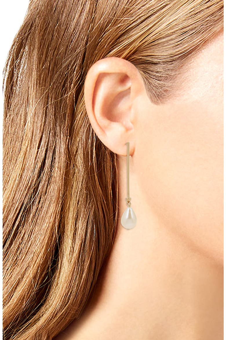 Imitation Pearl Linear Drop Earrings, Alternate, color, GOLD