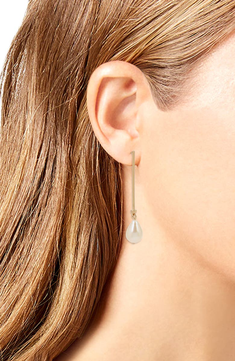 AllSaints Imitation Pearl Linear Drop Earrings, Alternate, color,