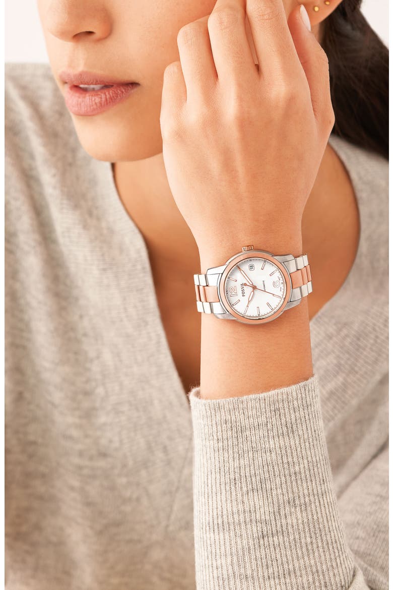 Heritage Bracelet Watch, 38mm, Alternate, color, TWO-TONE ROSE/ SILVER