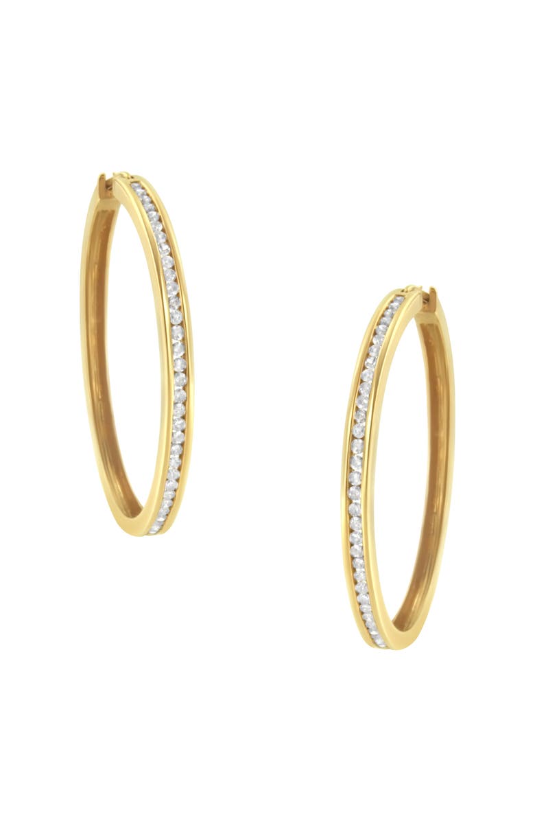 Haus of Brilliance 10KT Yellow Gold 1 cttw Slim Diamond Hoop Earrings, Main, color, Yellow