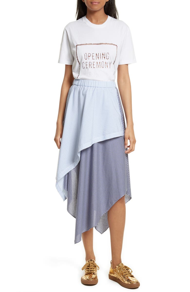 Opening Ceremony Cody Stripe Asymmetrical Skirt, Alternate, color,