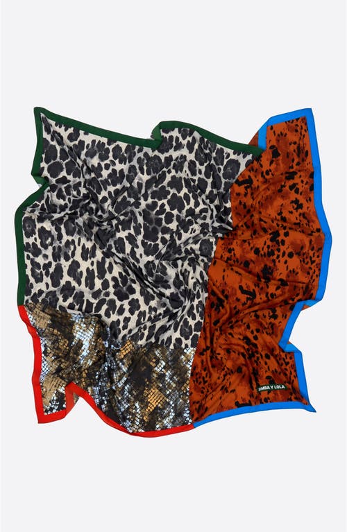 Bimba Y Lola Patchwork Scarf With Contrast Borders In Multi