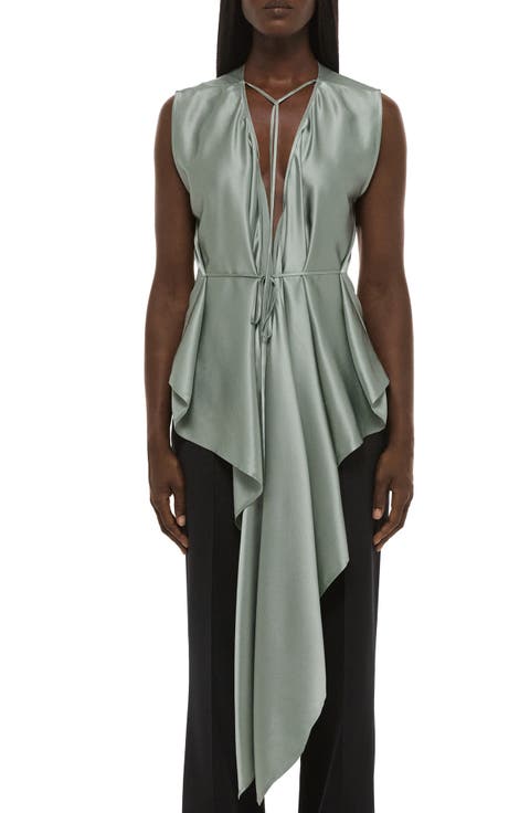 Scarf Drape Detail Reversible Silk Top