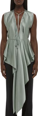 Helmut Lang Scarf Drape Detail Reversible Silk Top