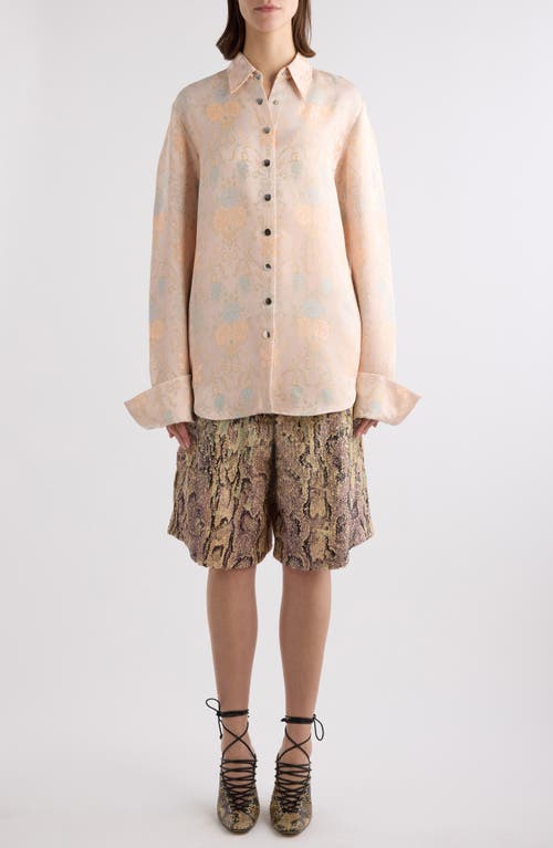 Dries Van Noten Celina Floral Jacquard Satin Shirt In Light Pink