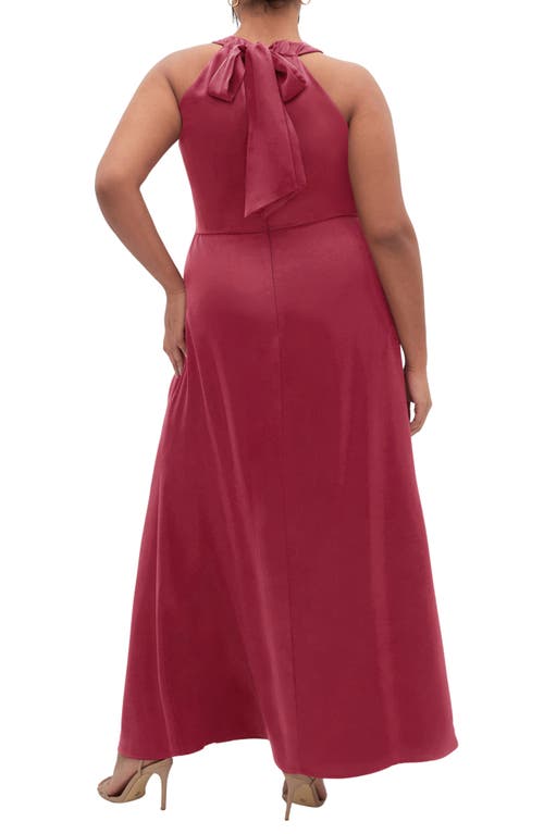 City Chic Celina Halter Neck Satin Maxi Dress In Pink