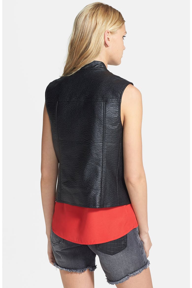 Faux Leather Moto Vest, Alternate, color, BLACK