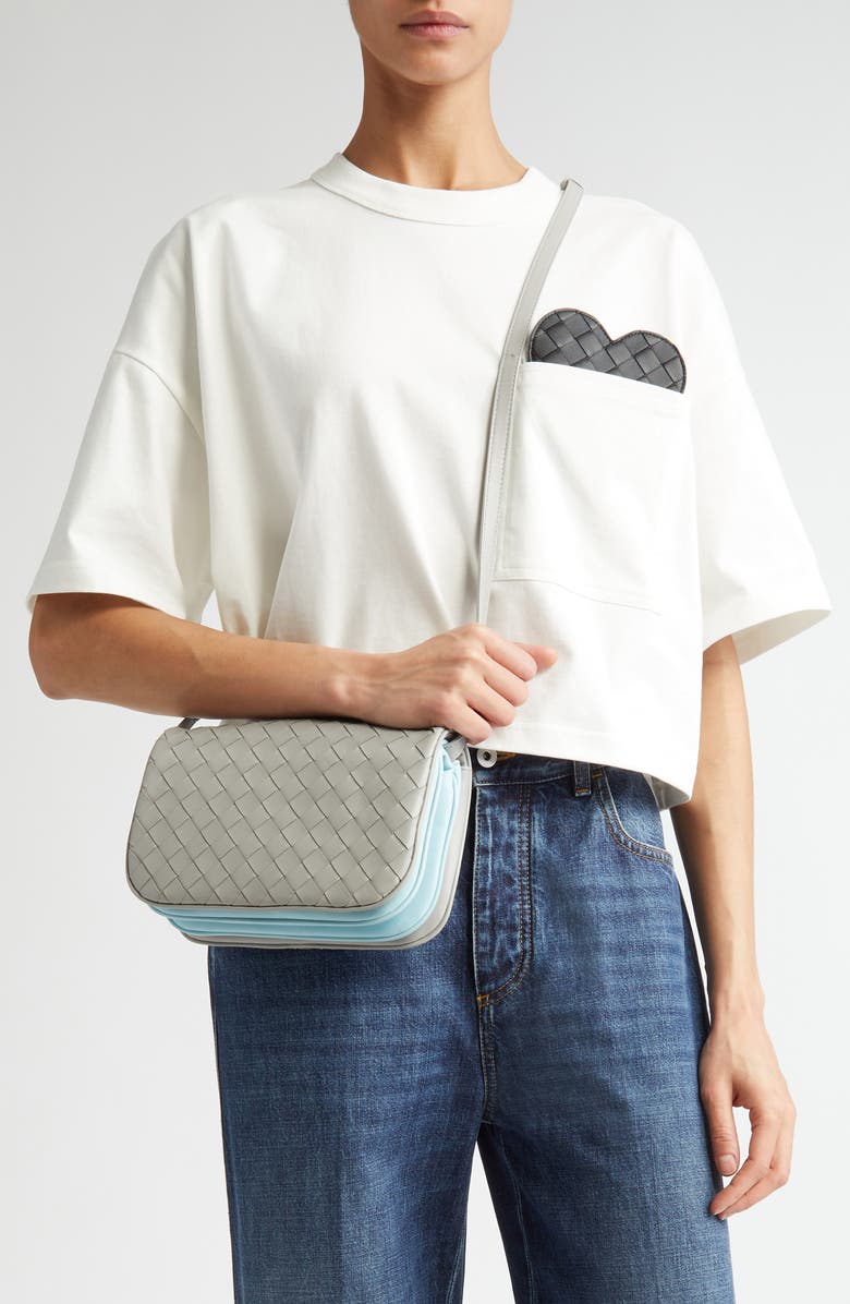 Bottega Veneta Intrecciato Leather Shoulder Bag, Alternate, color, 1597 Sterling