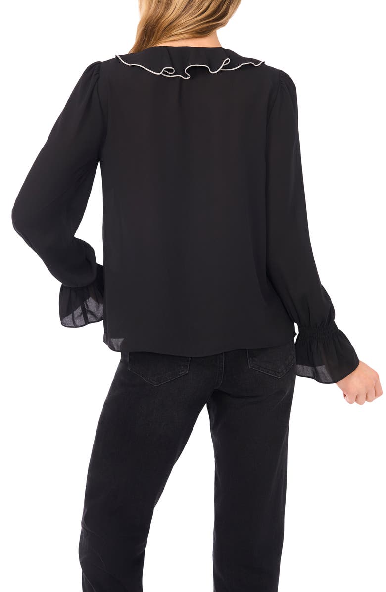 CeCe Ruffle V-Neck Top, Alternate, color, Rich Black