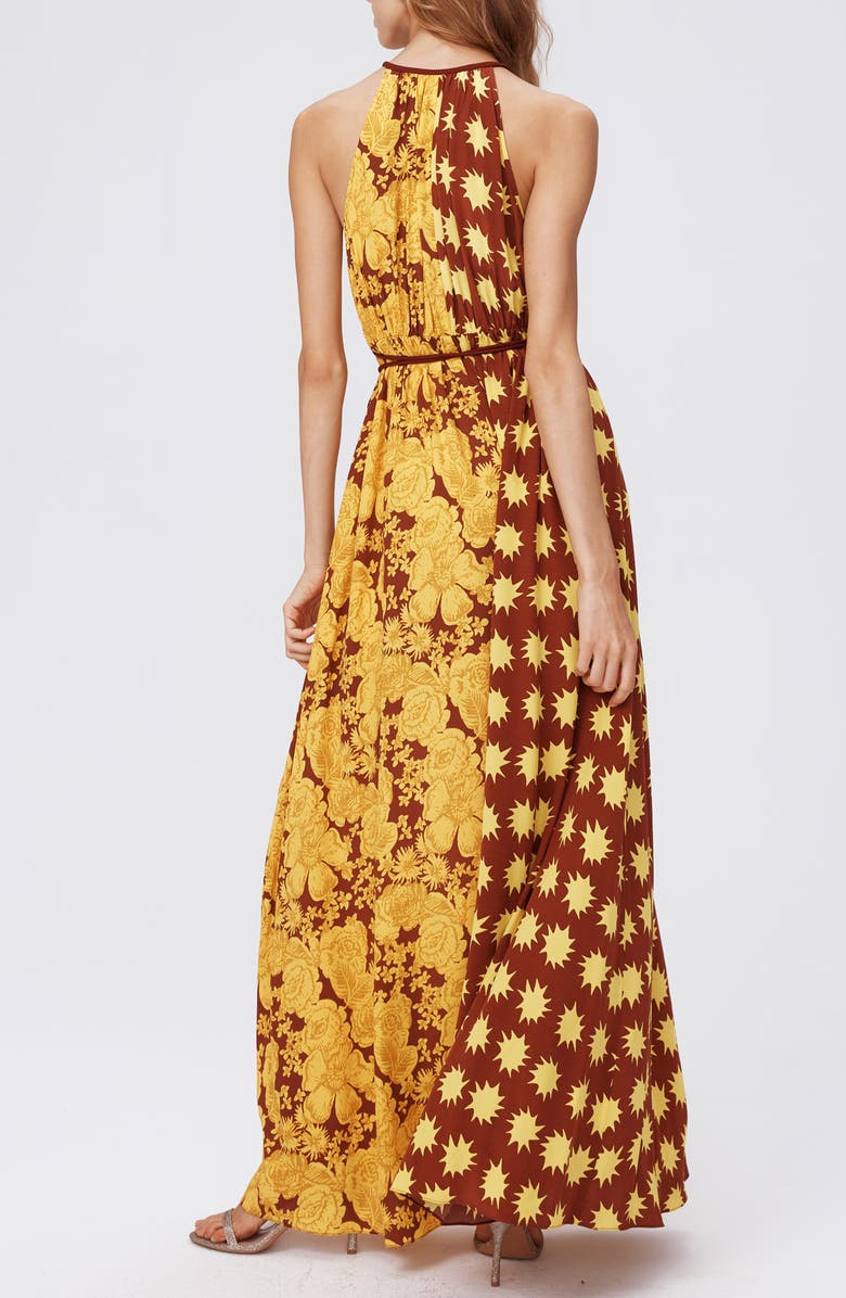 DVF Darla Mixed Print Maxi Dress, Alternate, color,