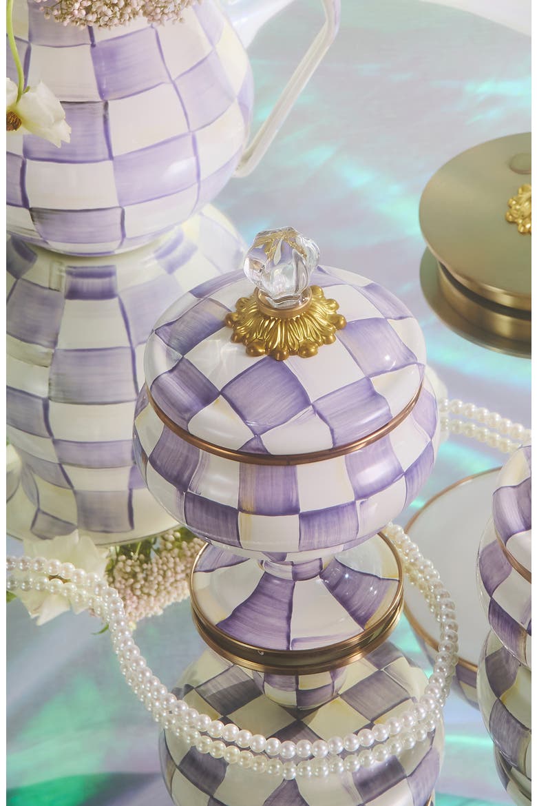 Violet Check Enameled Steel Curiosity Pot, Alternate, color, VIOLET