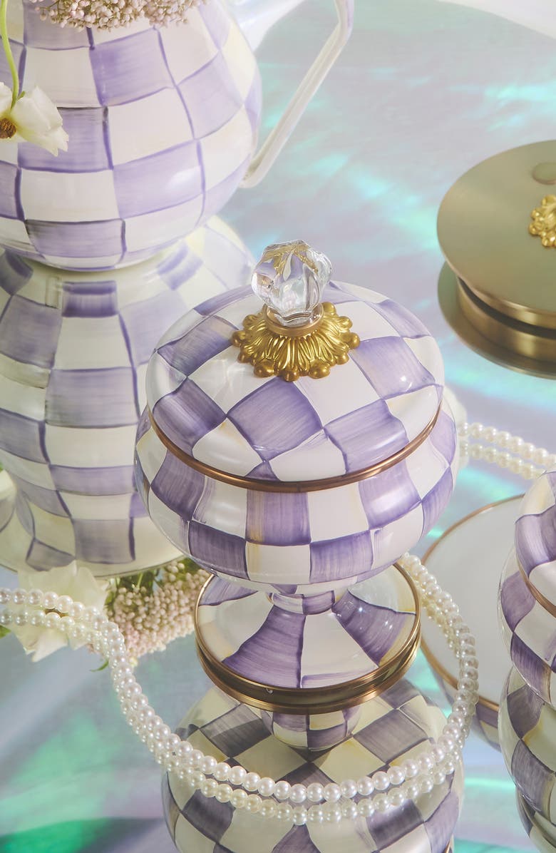 MACKENZIE CHILDS Violet Check Enameled Steel Curiosity Pot, Alternate, color, Violet