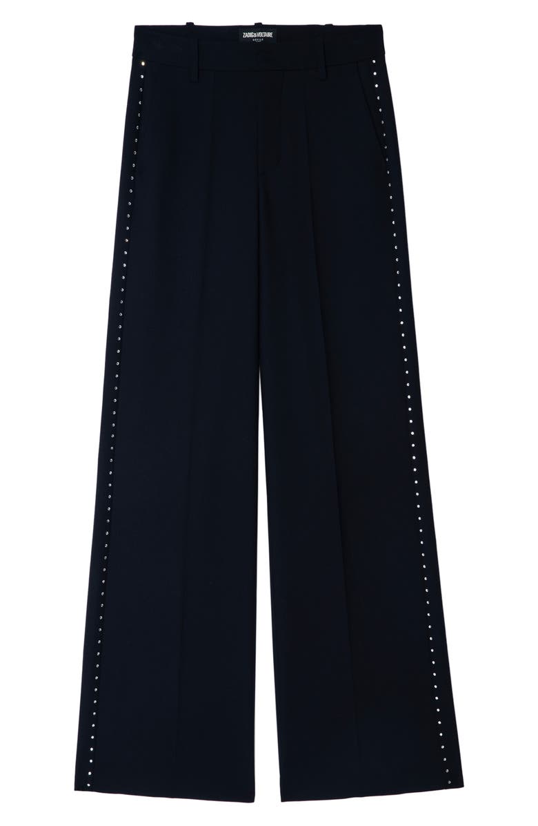 Zadig & Voltaire Panol Tailleur Strass Rhinestone Wide Leg Pants, Alternate, color,