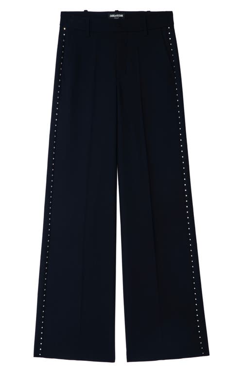 Zadig & Voltaire Panol Tailleur Strass Rhinestone Wide Leg Pants In Black