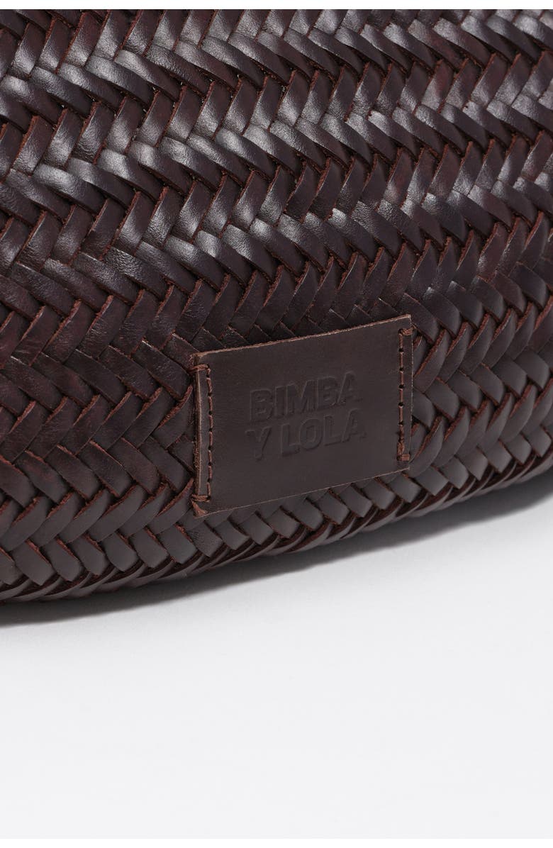 Bimba y Lola Large Braided Leather Shopper Bag, Alternate, color, Aubergine