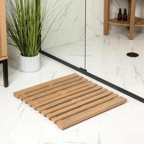 Paige Modern Classic Acacia Wood Slat Indoor/Outdoor Shower Mat
