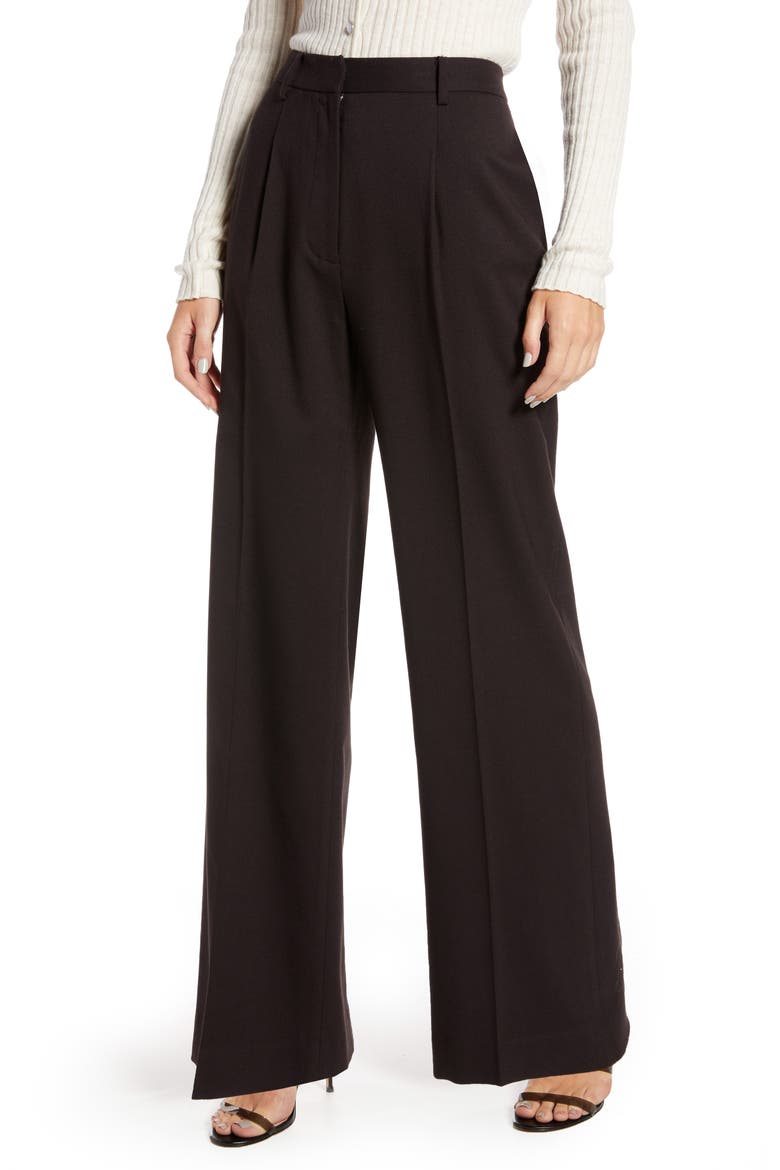 Wide Leg Pants (Nordstrom Exclusive), Main, color, BROWN GANACHE