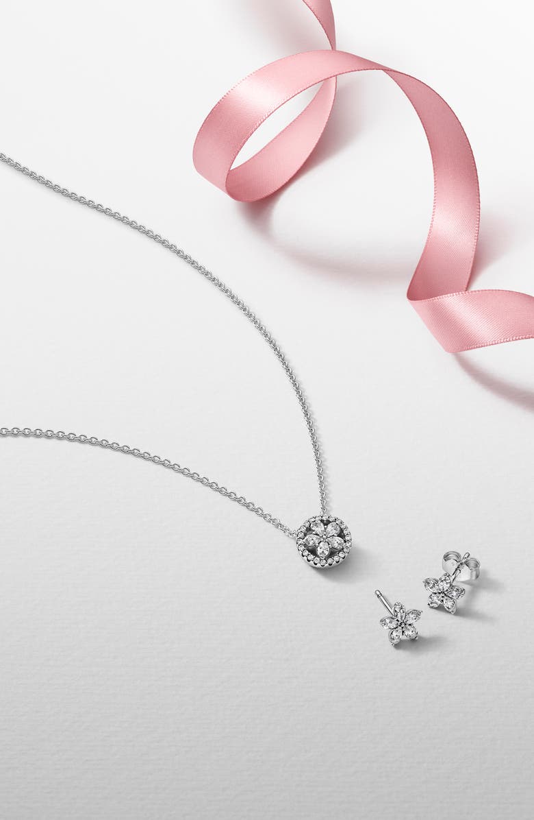 PANDORA Sparkling Snowflake Necklace & Earrings Set, Main, color,