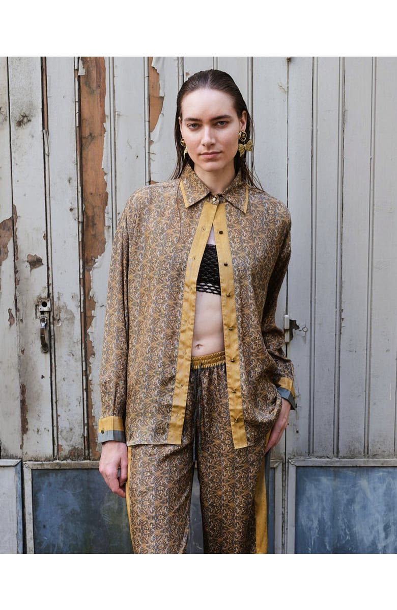 Monzlapur Paisley Motif Long Sleeve Shirt, Alternate, color, Mustard