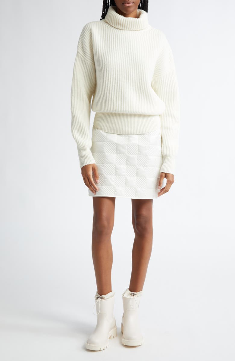 Moncler Rib Virgin Wool Turtleneck Sweater, Alternate, color, White