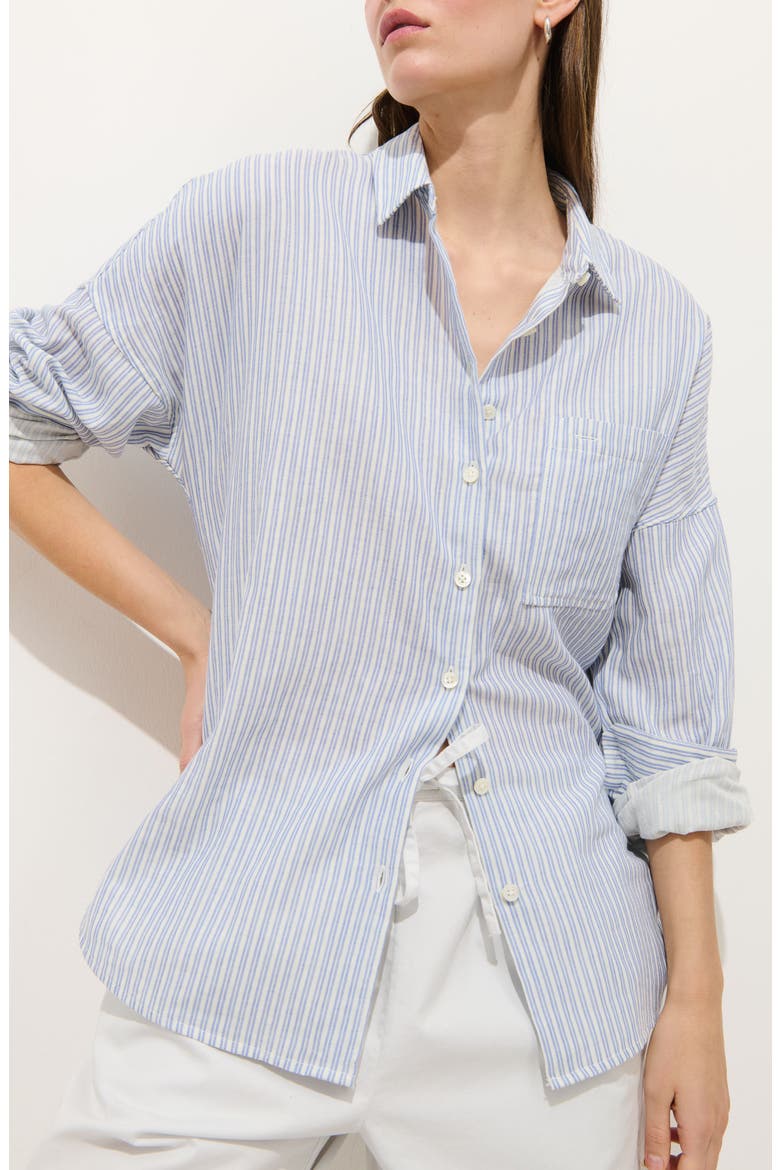 Jo Stripe Shirt, Main, color, IVORY / BLUE STRIPE