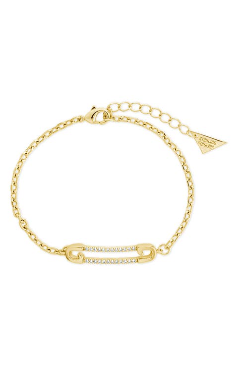Pavé Cubic Zirconia Bar Charm Bracelet