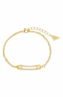 Pavé Cubic Zirconia Bar Charm Bracelet