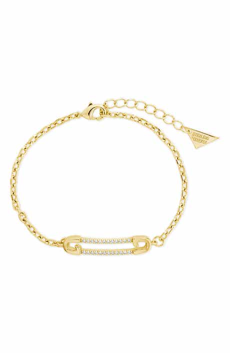 Pavé Cubic Zirconia Bar Charm Bracelet