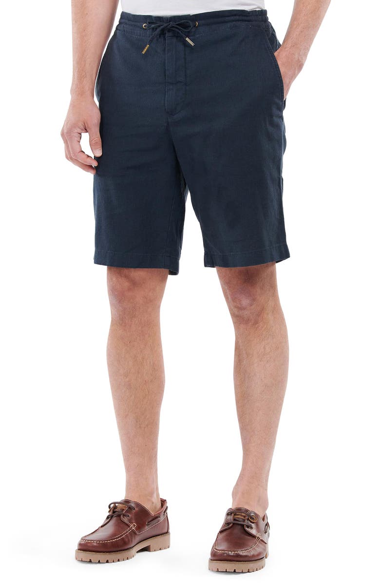 Barbour Linen & Cotton Blend Shorts, Main, color, City Navy