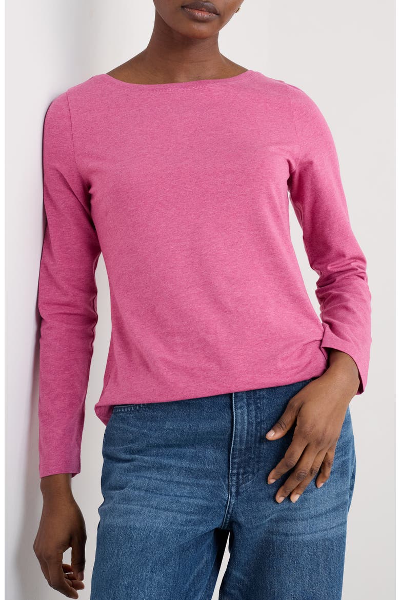 Easel Long Sleeve Stretch Organic Cotton Top, Main, color, MELANGE ROSA
