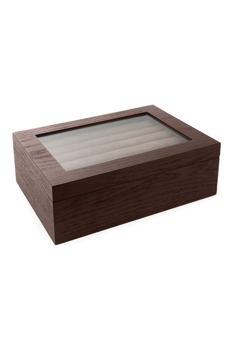 Double Layer Cuff Links Collectors Case, Main, color, BROWN