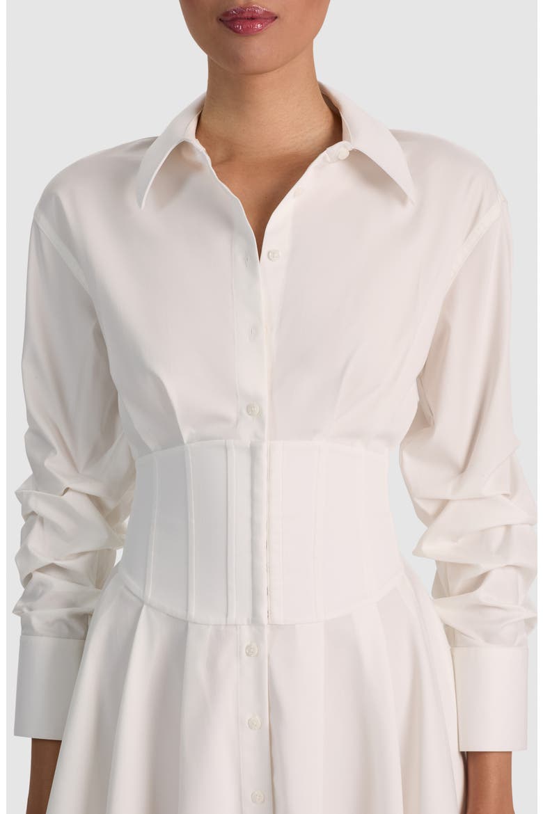 Edie Long Sleeve Corset Shirtdress, Alternate, color, OFF WHITE