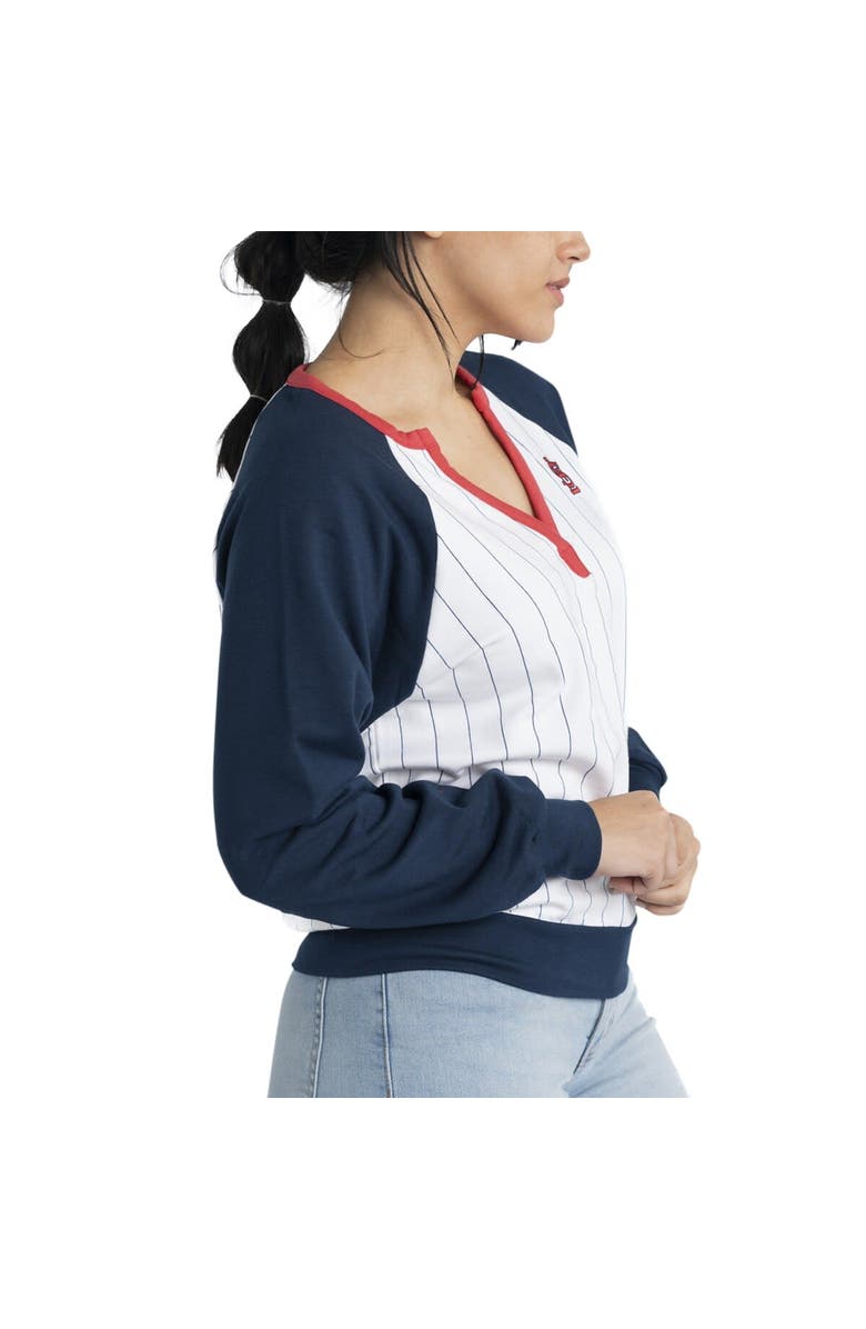 LUSSO Women's Lusso White/Navy St. Louis Cardinals Mack Fleece V-Neck Pullover Top, Alternate, color, White
