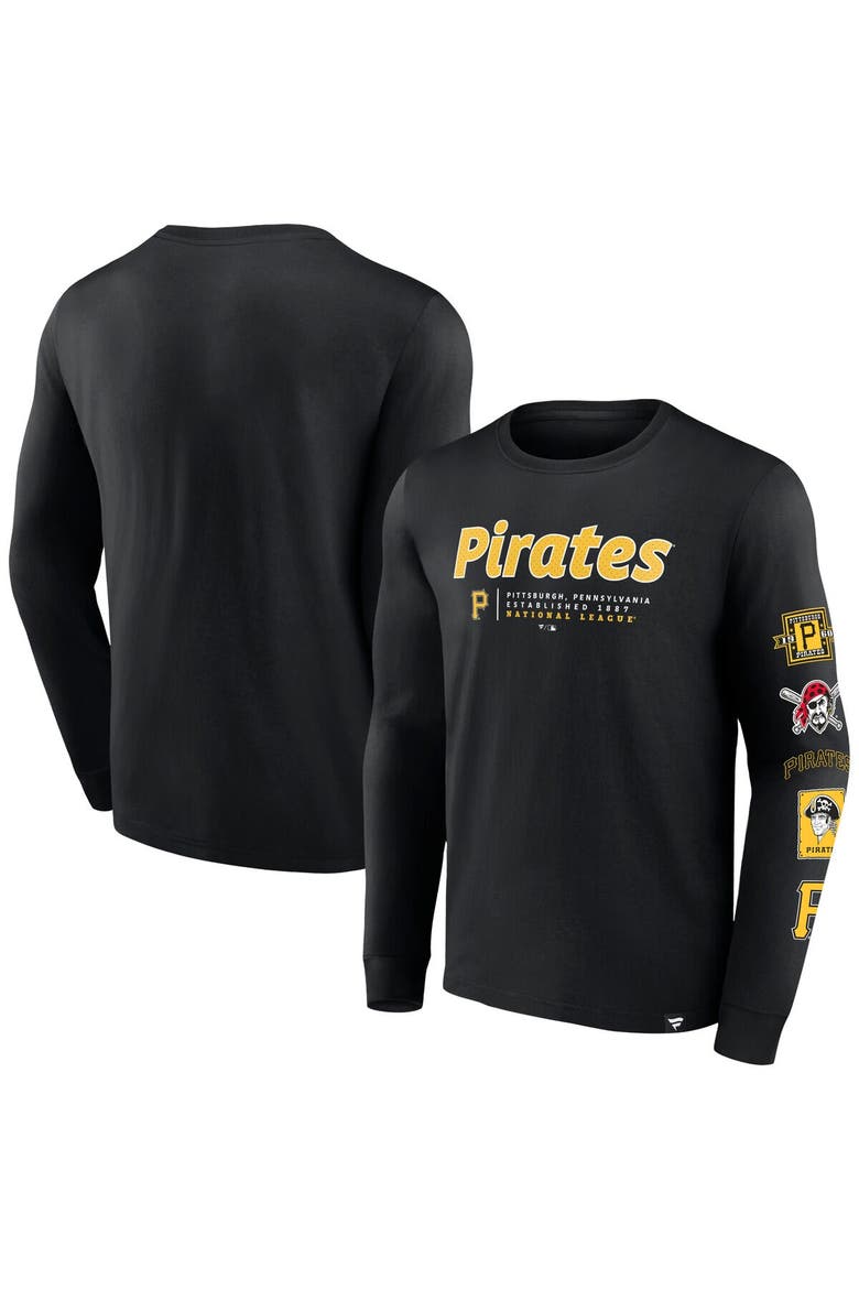 Men's Fanatics Branded Black Pittsburgh Pirates Strike the Goal Long Sleeve T-Shirt, Alternate, color, Black