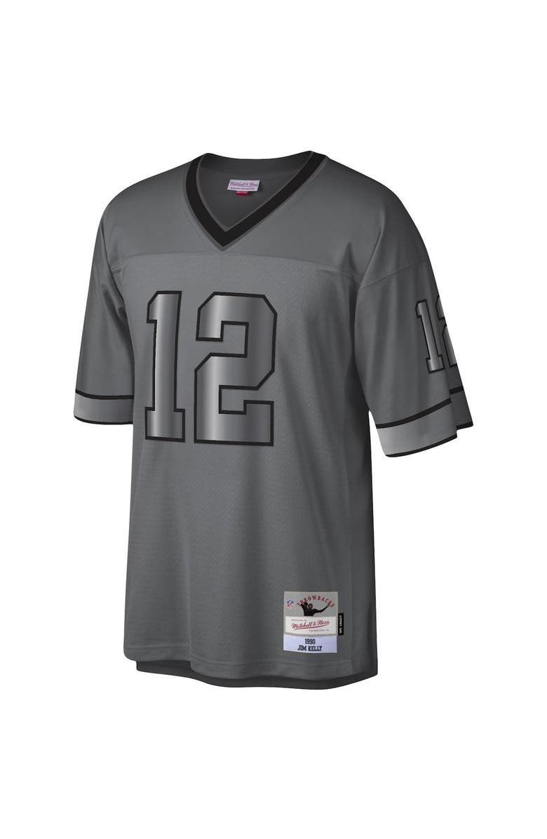 Mitchell & Ness Men's Mitchell & Ness Jim Kelly Charcoal Buffalo Bills 1990 Retired Player Metal Legacy Jersey, Alternate, color, 