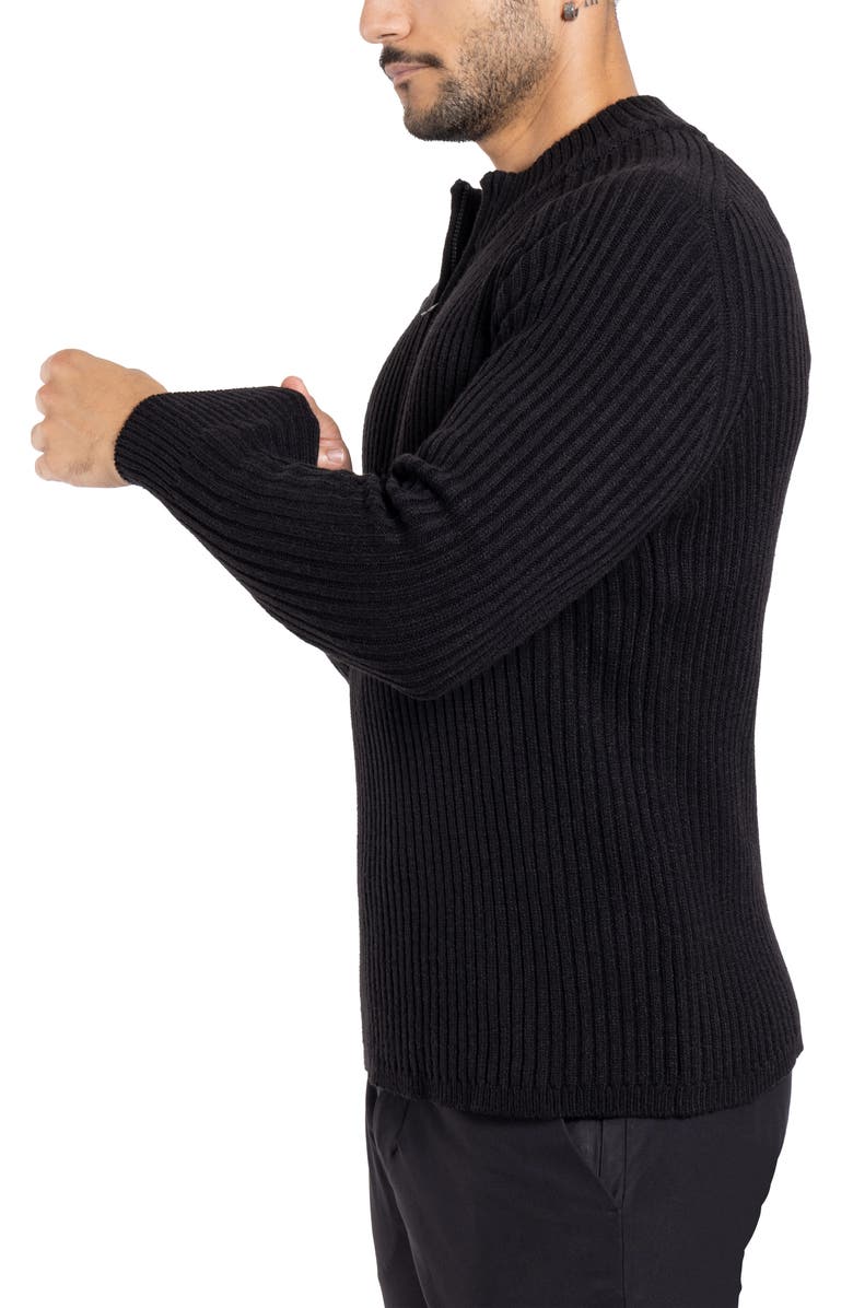 XRAY Rib Quarter Zip Sweater, Alternate, color, Black
